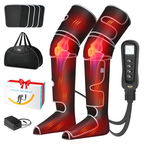 ALLJOY Beinmassagegerät mit Wärme und Kompression, Massagegerät Bein für die Durchblutung und Lymphdrainage, 5 Modi 4 Intensitäten 2 Wärmestufen, Geschenk für Männer Frauen