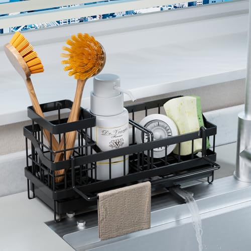 iHomara Spülbecken Organizer Küchen,Schwammhalter,Spülorganizer Edelstahl,Spülmittel Halterung,Sink Caddy Kitchen Organizer,Küchenorganisation Spüle,Spülutensilien Aufbewahrung