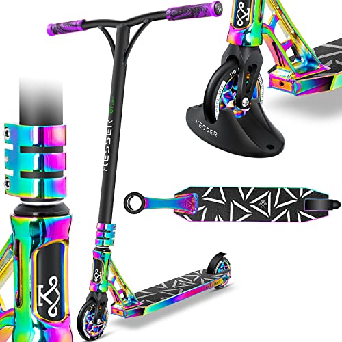 KESSER® Stunt Scooter GT-Limit 360° Lenkung Funscooter Stuntscooter mit Ständer ABEC 9 Kugellagern, 110 mm PU Räder, Kickscooter Tretroller Cityroller Trick Roller für Kinder Erwachsene, Rainbow