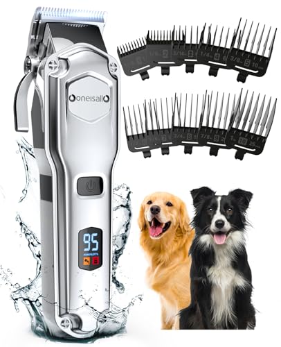 oneisall Leise Hundeschermaschine dichtes fell, IPX7 Wasserdichtes Schermaschine Hund Katze, Profi Hundetrimmer für Dickes, Langes und Lockiges Tierhaare