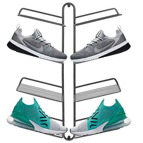 mDesign Schuhablage – modernes Wand Schuhregal für vier Paar Sneaker, Sportschuhe etc. – platzsparende Alternative zum Schuhschrank – grau