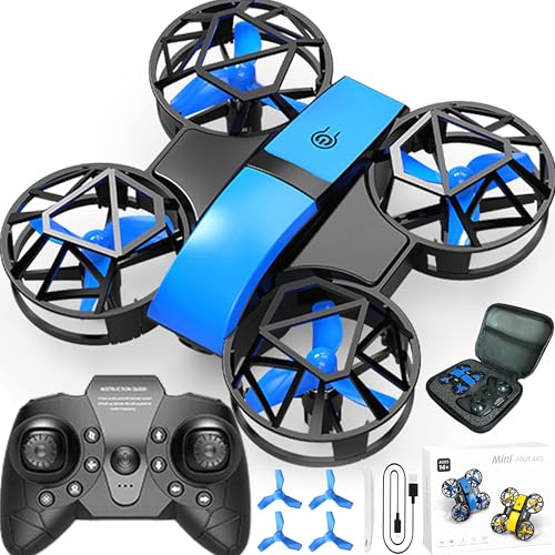 XUBX Kinder Mini-Drohne (für Anfänger und Erwachsene), Indoor Outdoor RC Spielzeug Quadcopter (für Jungen und Mädchen) Schwerkraftsteuerung, EIN-Knopf-Start, Kleinkinder,（Blau）