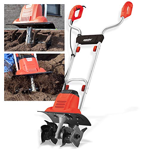 HECHT Gartenfräse Bodenhacke für einen schönen Garten – Perfekt zum auflockern und umgraben Ihrer Erde – Mit 36,5 cm Arbeitsbreite und leistungsstarken 1000 Watt Motor (Rot)
