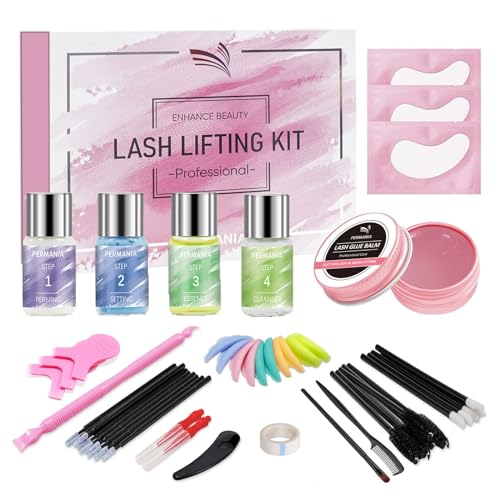 PERMANIA Wimpernlifting-Set und Augenbrauen-Lifting-Set, Lash Lift Kleber mit Rosengeschmack, Wimpern Pads, Frühling 2023 Mother's Day gift, Neue Kombination, Exquisite Verpackung