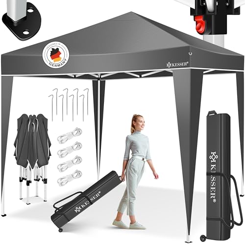 KESSER® Pavillon 3x3m | inkl. Tasche | Pop-Up Klicksystem | wasserdicht | UV-Schutz 50+ | Faltpavillon | Gartenpavillon | Gartenzelt | Partyzelt | Metall-Verstrebungen | Anthrazit
