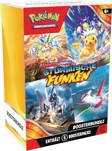 Pokémon-Sammelkartenspiel: Boosterbundle Karmesin & Purpur – Stürmische Funken (6 Boosterpacks)