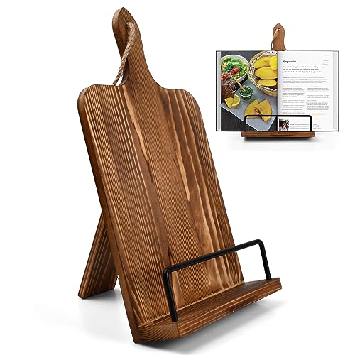 Kochbuchständer Holz 22.6 x 37cm,Stilvolle Rezeptbuchhalterung für die Küche,Einstellbarer Buchständer Halter,Dekorative Vintage Deko für Ihre Küchentheke