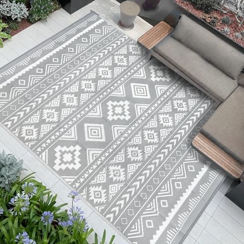 Famibay Outdoor Teppich Wetterfest Balkon Teppich Wasserfest Outdoorteppich Camping Leicht Plastik Kunststoff Teppich Outdoor Terrasse Garten Wendbar Picknickdecke Faltbar