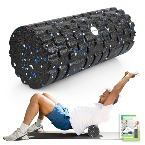 GYMERK Faszienrolle mit 3D-Texturmassage mittlere Härte, Foam Roller (33 x 14 cm) zur Simulation einer manuellen Massage, Professionelle Massagerolle zur Muskelverspannungen lindern