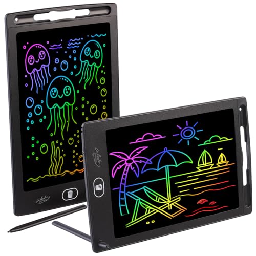 infactory Schreibtafel: 2er-Set LCD-Schreibtafeln für Kinder, 8,5'/21,5 cm, Stift, anthrazit (Elektronische Schreibtafel, Büro, Eingabestift)