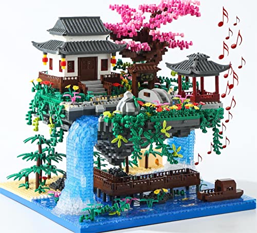 Yushinv Sakura Baumhaus Bauklötze Kit mit Geschenkbox 3320 Stück,Original Musik Kirschbaum Bonsai Baukasten Typ:Symphony, Japan Sakura Baumhaus Lichter Baukasten,Bonsai Baum Kirschblüten Baustein