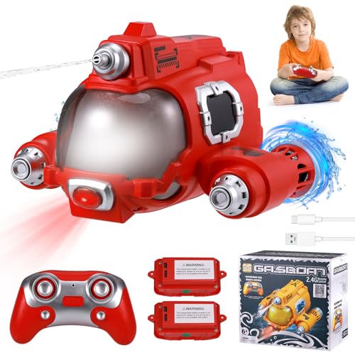 Wyxron Ferngesteuertes Boot für Kinder RC Boot 2,4 GHz Pool Spielzeug Kinder mit Wasserpistolenfunktion und Lichtfunktion, Sommer Wasserspielzeug Kinder Pool Uboot Geschenke für Kinder (Rot)