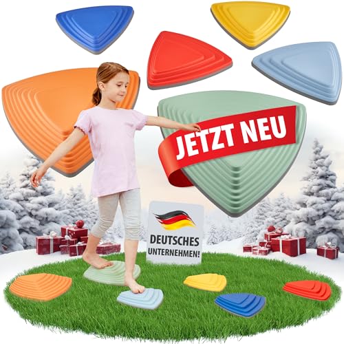 Balanciersteine für Kinder - Fördert Gleichgewicht & Koordination - 6-teiliges Set für Indoor & Outdoor - Stapelsteine für Kinder - Flusssteine Kinder balancieren - Stapelstein Balanciersteine