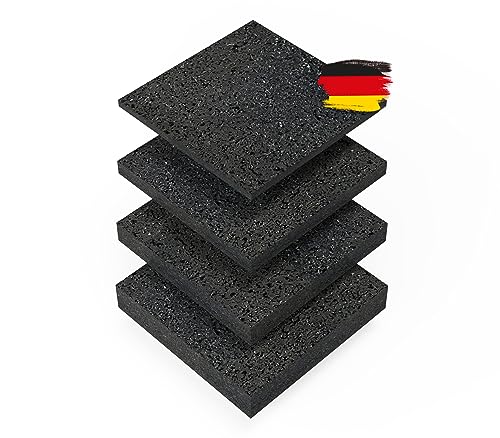 BAUHELD® Terrassenpads 90x90x 6mm [30 Stück] Stabile Bautenschutz-Matte aus Gummi-Granulat [Made in Germany] Als Unterleg-Platten für Terrassen-Fliesen, WPC Terrassen-Dielen, Stelzlager, Balkon