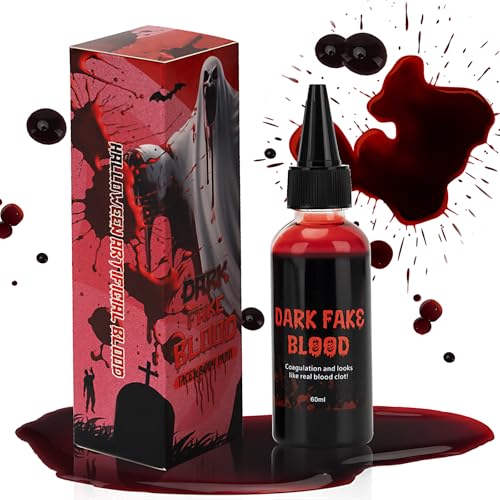 Premium Kunstblut 60ml I Kunstblut-Gel, Halloween-Kunstblut, realistisches, waschbares Spezialeffekt-SFX-Make-up, geronnenes Gelblut für Vampire, Zombies, Cosplay und Verkleidungen