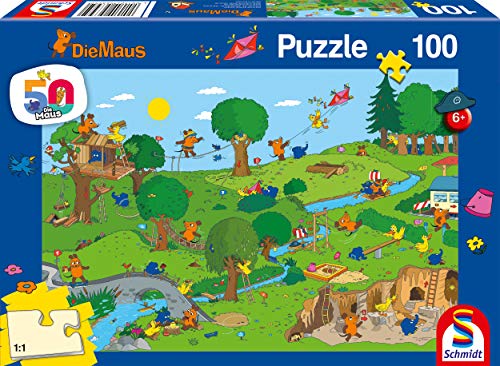 Schmidt Spiele 56395 Sendung Maus, Im Spielpark, 100 Teile Kinderpuzzle, Bunt