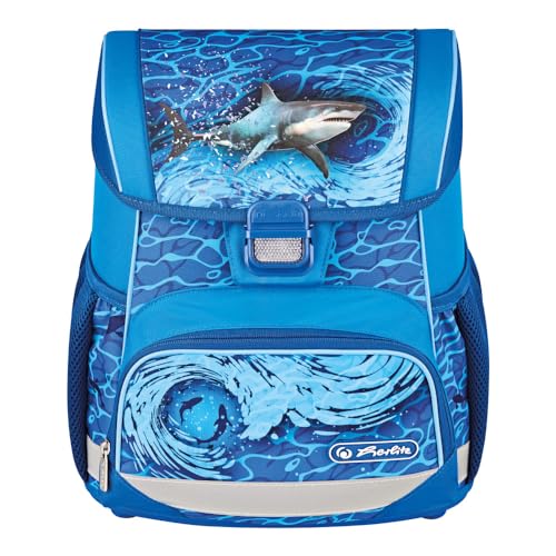 Herlitz Unisex Kinder Loop Blue Shark Schulranzen, Multicoloured, M