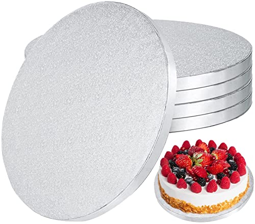 YIYICO Cake Board Tortenunterlage Cakeboard Rund 13mm x Ø 30cm/12inch 5er Wiederverwendbar Torten Unterplatten für Transport Kuchen und Torten(Silber)