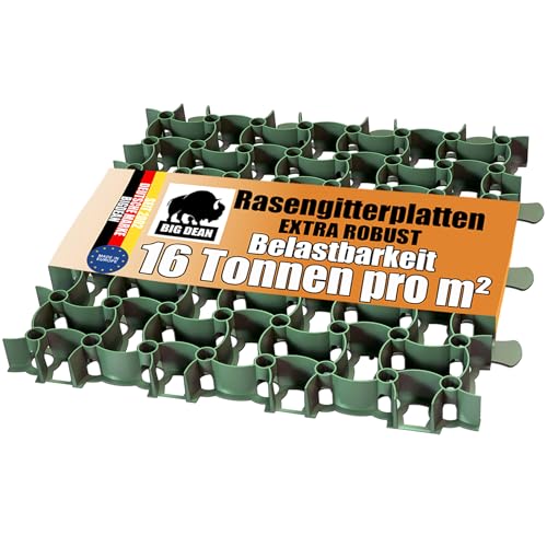 BigDean Rasengitter Kunststoff 50 Stück a 50 x 50 x 4 cm - 16 t/m² belastbar & befahrbar Paddockplatten in grün (12,5 m²)