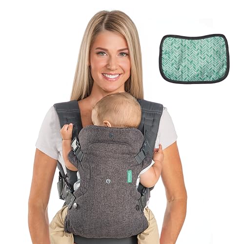 Infantino Flip Advanced 4-in-1-Trage mit Lätzchen – ergonomisch, umwandelbar, mit der Vorderseite nach innen und nach außen gerichtet, für Neugeborene und ältere Babys, 3,6–14,5 kg