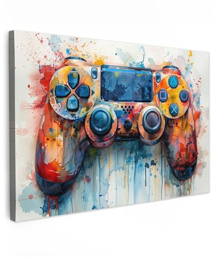 MuchoWow© Bild auf Leinwand Groß 120x80 cm XXL Schlafzimmer Bilder Badezimmer Wand Deko Wohnzimmer Moderne Wanddeko Bilderwand Geschenk Kinder - Jugendzimmer - Spiele - Gamecontroller
