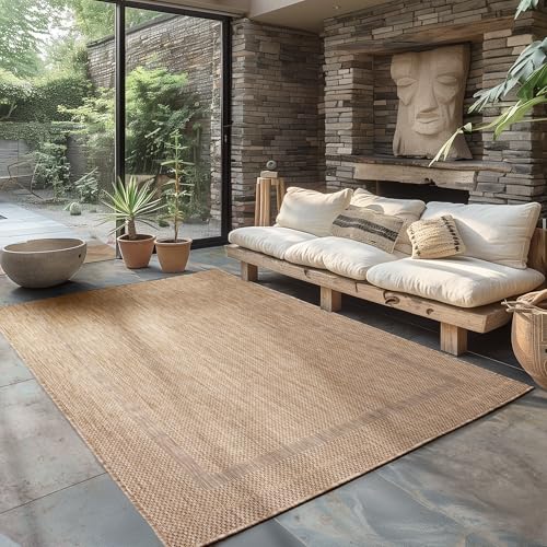 Carpettex Outdoor Teppich Wetterfest 300x400 (280 x 370 cm) Sisal Optik Beige - Ideal für Balkon, Garten, Terrasse und als Küchenteppich - Teppich Waschbar, Flachgewebe, Wasserfest, Pflegeleicht