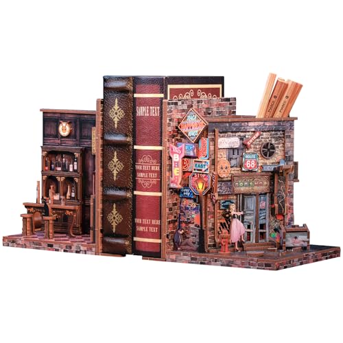 CUTEBEE Book Nook Kit - DIY Buchstützen,Miniatur Buchstütze,Bücherregal Dekoration Diorama Modellbausatz Erwachsene zu Bauen 2 PCS (Farewell to The Night)