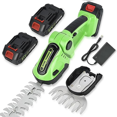 Heckenschere Akku 24v,Elektrischer Strauchschere 2 in 1 akku heckenschere mit akku und ladegerät,1500mAh Heckenschere Grasschneider, Beschneidungsschere
