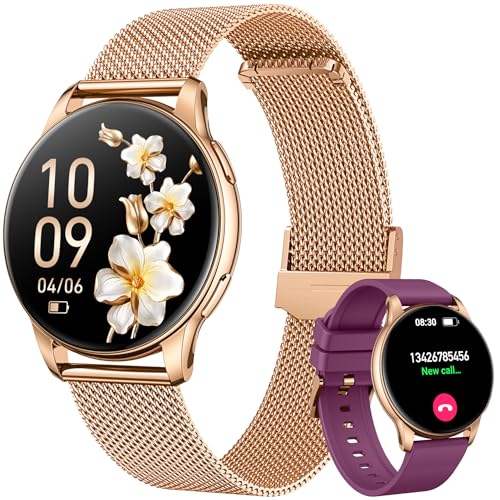 Smartwatch Damen mit Telefonfunktion Fitnessuhr Armbanduhr: 1,32' AMOLED Smart Watch mit Pulsmesser Schlafüberwachung Kalorienzähler Sportuhr IP68 Wasserdicht Fitness Tracker Uhr für iOS und Android