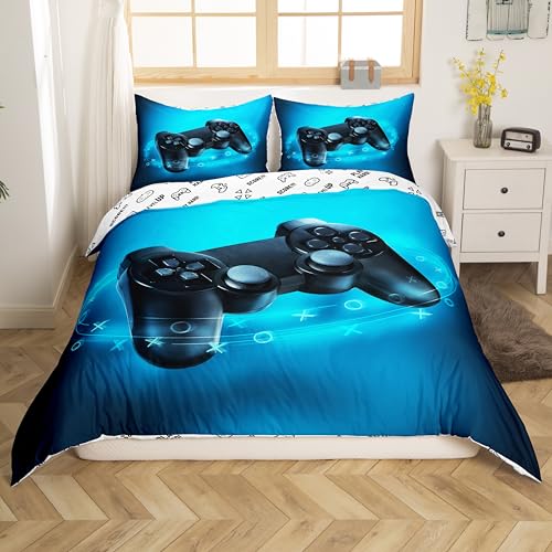 Jungen Spiele Tröster Startseite Satz, Kinder Gamepad Bettwäsche Satz 135X200, Moderne Vr Spieler Bettbezug Für Jugendliche Jugend Mädchen, Spieler Spielen Joystick Startseite Schlafzimmer Dekor, Blau