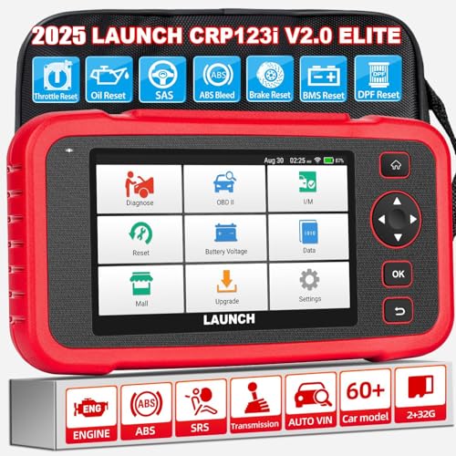 LAUNCH CRP123i V2.0 obd2 diagnosegerät 4 System-Codeleser ENG/ABS/SRS/at Auto für alle Fahrzeuge,7 Rückstellservice (Öl,SAS,Bremse,BMS,ABS.DPF,Drosselklappe) zurücksetzen, 2025 Modell
