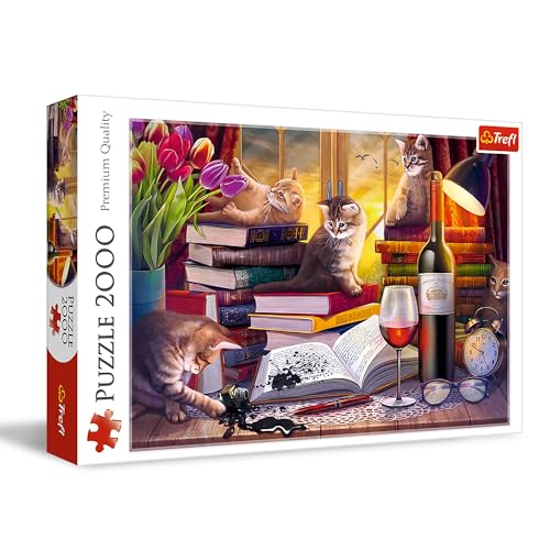 Trefl 27126 Katzenabend 2000 Elemente-DIY Tieren, Kreative Unterhaltung, Klassisches Puzzle für Erwachsene und Kinder ab 14 Jahren