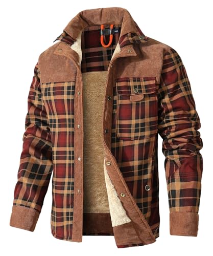 HYPESTFIT Herren Fleece Thermohemd Warm Flanellhemd Innenfleece Holzfällerjacke Thermojacke für Outdoor XXL