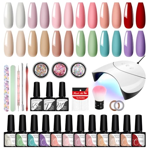 VANREESA U V Gel Nagellack Set, 28 Pcs U V Nagellack Set mit U V Lampe Gelnägel Kit Gellack Starterset Gel Nägel Selber Set Geschenk für Frauen