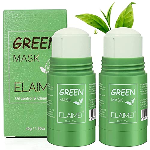 Green Mask Stick,Green Stick,Grüner Tee Clay Maske, Green Tea Mask für das Gesicht, Mitesser-Entferner mit Grüntee-Extrakt, porentief reinigend,für alle Hauttypen von Männern und Frauen(2 Pack)