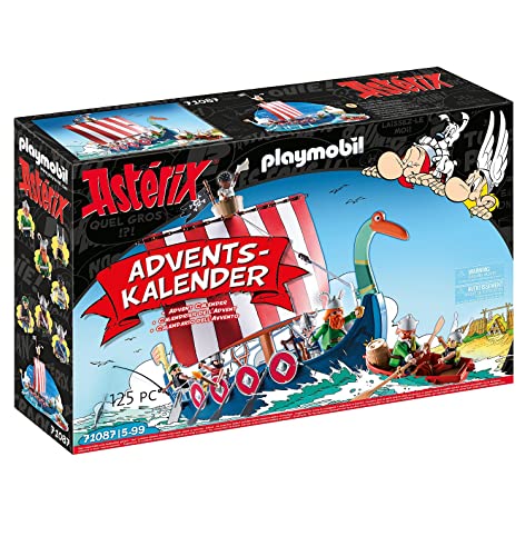PLAYMOBIL Adventskalender 71087 Asterix: Piraten mit schwimmfähigem Piratenschiff, Beiboot und Comicfiguren, Spielzeug für Kinder ab 5 Jahren