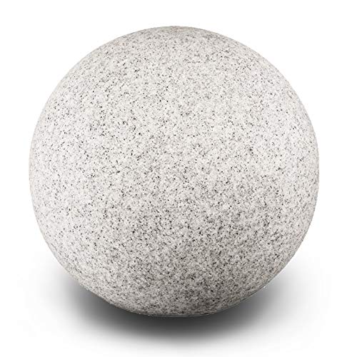 trendlights24 Stone IP65 Kugelleuchte für Garten - 30 cm Kugel Außenleuchte Naturstein Optik - E27 230V - winterfest - Erdspieße - mit LED 9W