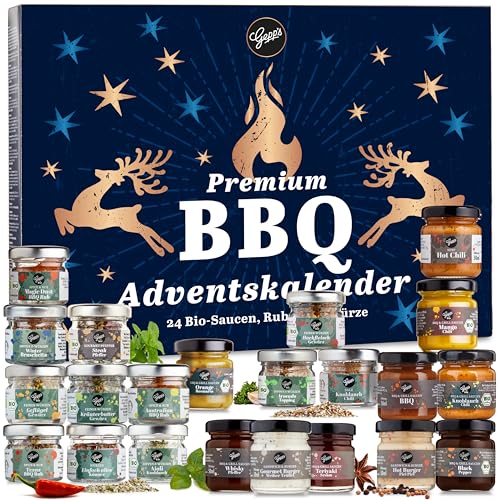 Gepp’s BBQ Adventskalender I Feinkost Kalender mit 24 Überraschungen für die Adventszeit I Geschenk für Männer & Frauen mit ausgefallenen Saucen, Gewürze, Rubs & Dips zum Kochen und Grillen