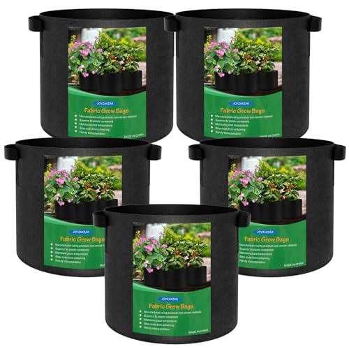 Joyzakzak 5 Stück Pflanzsack 20l/11l/15l30l/40l ExtrastarkesTomaten Kübel,Stofftopf 20L Reißfesten Stoff Pflanzsak Pflanzsäcke Vliesstoff Pflanztasche Stofftöpfe für Balkon Terrasse Gewächshaus&Garten