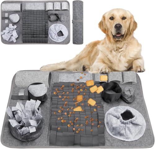 Hund SchnüFfelteppich, Waschbar Trainingsmatte Futtermatte SchnüFfelteppich FüR Hunde Riechen Trainieren Trainingsmatte Gegen Langeweile Und Anregung LangsamfüTterungsunterlage FüR Welpen(66 * 42cm)