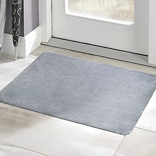 MIULEE Fußmatte innen & Außen Schmutzfangmatte Waschbar Superdünne Eingangstürmatte Fussmatte Aussen rutschfest für Eingangsbereich Strapazierfähige Türmatte Schmutzfänger 60x90cm Hellgrau