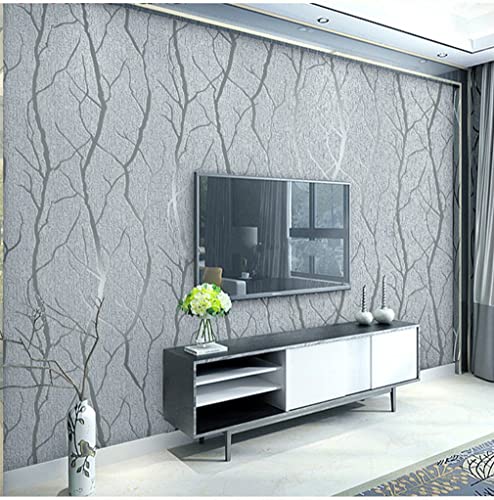 BINLUO Minimalismus und moderne Mode Vliestapete, 3D Relief Baum Streifen Tapete, Wohnzimmer, TV Sofa Hintergrund (grau)…