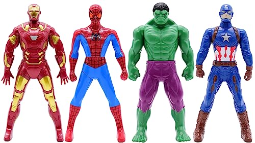 Marvel Avengers Figure 18 cm, Hulk, Spider, Iron Man und Captain America Anime Statue beliebte Model Actionfigur PVC Doll Collectibles Spielzeug Set mit Allen 4 Figuren