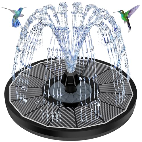 Solar Springbrunnen mit 3.5W Glas Solarpanel, Solar Teichpumpe 2025 Upgrade, Runden Solarbrunnen mit 8 Düsen & 4 Fixe Rohre Solar Wasserpumpe Solar Schwimmender Fontäne Pumpe für Garten, Vogel-Bad