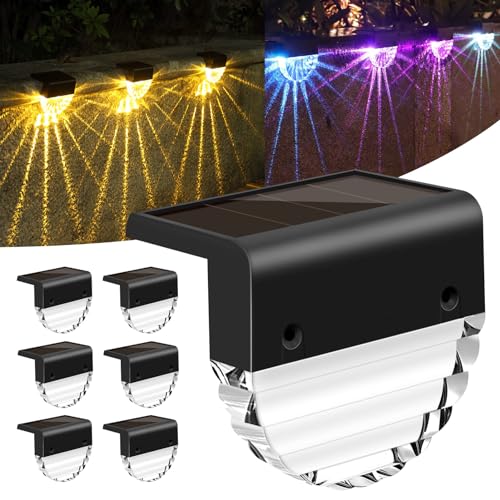 YIKANWEN 6 Stück Solarleuchte für Außen Garten, LED Gartenlampen für Innenhöfe dekoration, Terrasse,Pathway,Stufen und Treppen,2 Modi LED Warmweiß/Farbwechselnde Beleuchtung