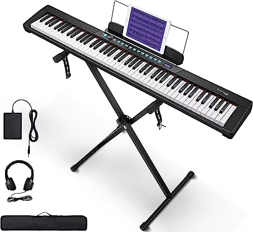 Starfavor Digital Piano Keyboard mit Halbgewichtet Klavier, E Piano 88 Tasten mit X Ständer, Sustain Pedal, and Carrying Case, Tragbar Electronic Keyboards für Anfänger Kinder SEK-88A