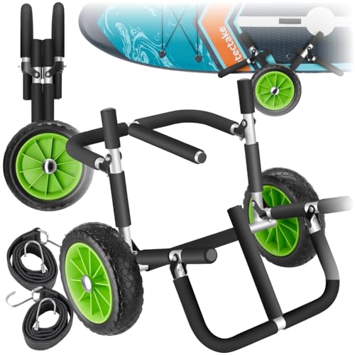 tectake® Transportwagen klappbar für Surfbrett, Transporter für Stand Up Paddling Board, Kanu Boot oder Kajak aufblasbar, Trolley für Schlauchboot, Buggy für SUP, Surfbrett Zubehör