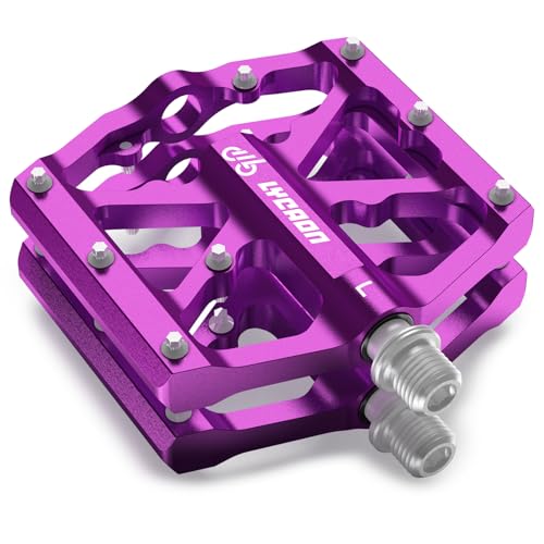 LYCAON Fahrradpedale, Rennrad/Mountainbike MTB Pedale, 3 Lager CNC Aluminiumlegierung rutschfeste 9/16'' CR-MO Spindel Fahrrad Pedal, BMX Mountain Road Bike Anti-Rutsch Flachpedale