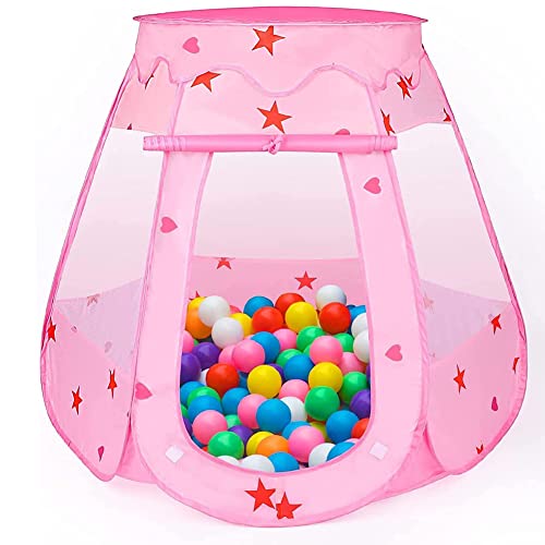 Kinder Bällebad, Bällepool Faltbar Baby Kugelbad Bällebecken Spielbälle Kugelbad Bällchenbad Spielbecken für drinnen und draußen - 120x77x47CM - Rosa