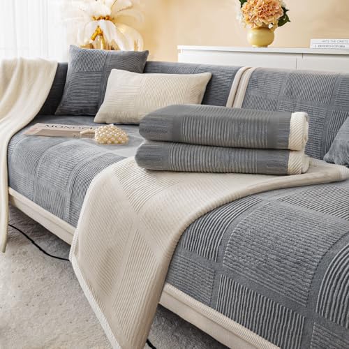 BXAEYIPOR Couch Überzug,Sofa Überzug,Sofa-Schutzhülle mit Rutschfester Unterlage,Neue Universelle rutschfeste Solide Strukturierte Sofa Überzug für Wohnzimmer,Multi-Size Sofa Sitzkissenbezug.